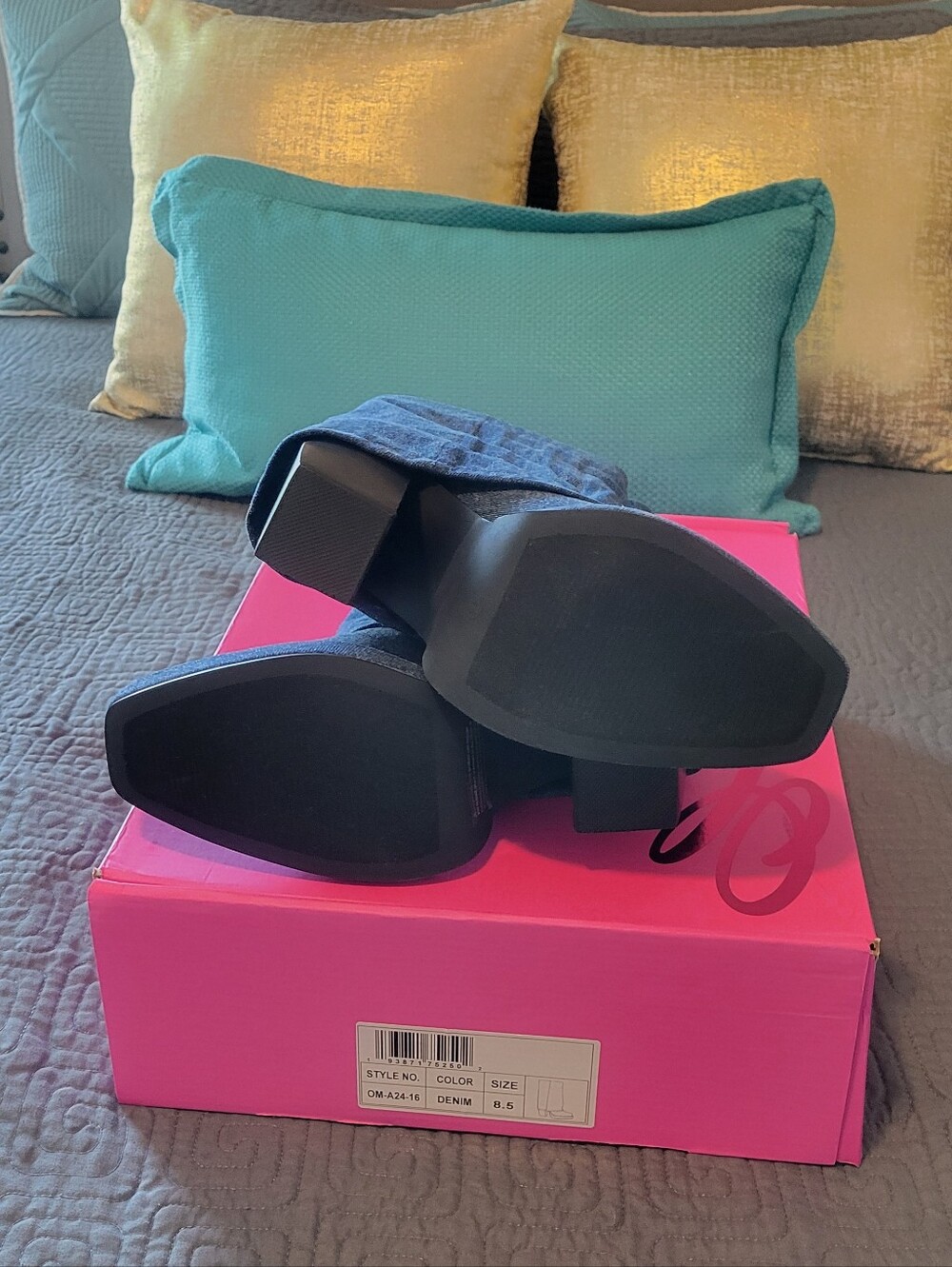 Olivia Miller Denim Blue Mid-Calf Booties - Picture 4 of 5